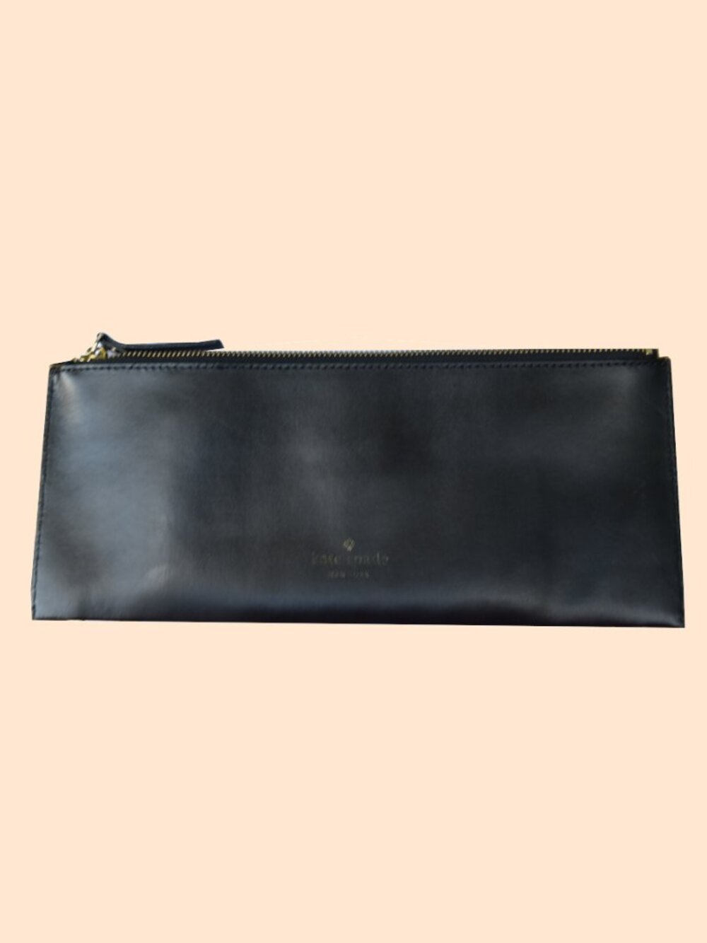Kate Spade New York Wise Owl Leather Clutch Black Gold - Picture 6 of 6